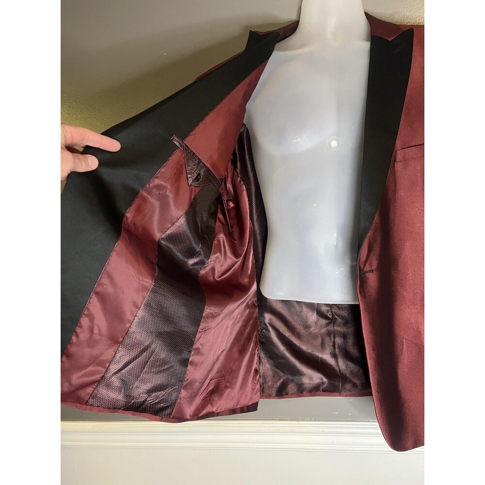 Needle Stitch Tuxedo Blazer Jacket Mens 50R Red Shawl Lapel One Button Formal - Picture 6 of 8